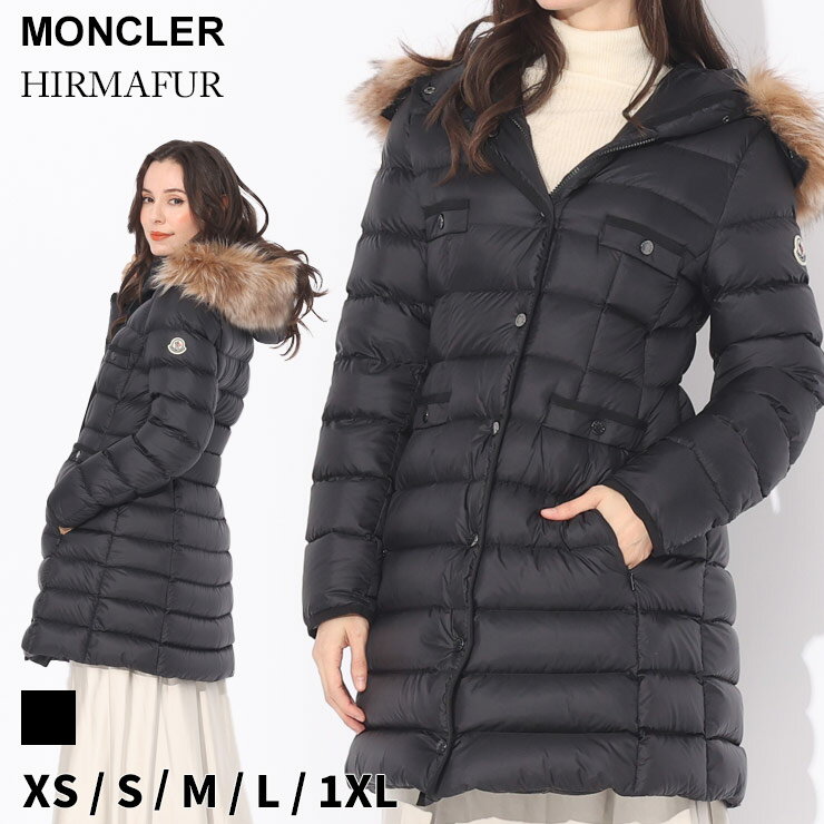 モンクレール ダウン レディース MONCLER ダウンコート HIRMAFUR イルマファー ダウンジャケット ロングダウン ファー 黒 クロ ブランド アウター コート ブルゾン スリムフィット 定番 大きいサイズあり MCLHIRMAFUR3