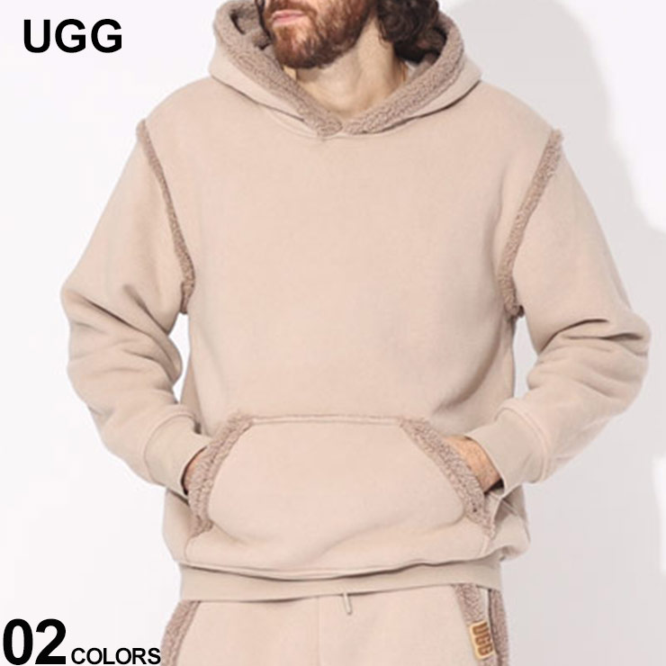 【ラストSサイズ】 UGG アグ パーカー メンズ 裏ボア プルパーカー フリース プルオーバー Evren Bonded Fleece Hoodie クロ 黒 ベージュ ブランド トップス 長袖 秋冬 セットアップ対応 大きいサイズあり UGG1144323