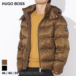 ヒューゴボス アウター（メンズ） ヒューゴボス アウター HUGO BOSS メンズ ジャケット 中綿 フード着脱 モノグラム柄 クロ 黒 チャイロ 茶色 ブランド ブルゾン パーカー 撥水 大きいサイズあり HB50499813