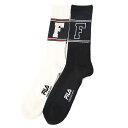 大きいサイズ メンズ FILA (フィラ) カレッジ風 リブ クルーソックス 2足組 ソックス クォーターソックス BT2630156(4)