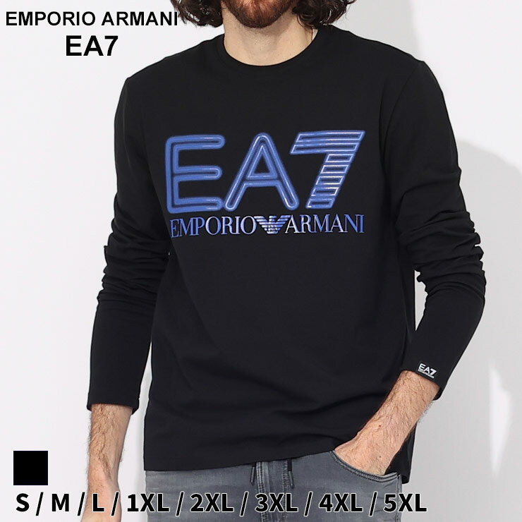 エンポリオ・アルマーニ アルマーニ Tシャツ EMPORIO ARMANI EA7 エンポリオアルマーニ メンズ ロンT 長袖 ロゴ プリント クロ 黒 ブランド トップス 大きいサイズあり EA73DPT38PJMUZ SALE_1_b