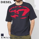 ディーゼル Tシャツ DIESEL メンズ カットソー 半袖 フロッキーオーバル ロゴ プリント 紺 ネイビー ブランド トップス シャツ リラックスフィット 大きいサイズあり DSA130490DQAU SALE_1_a