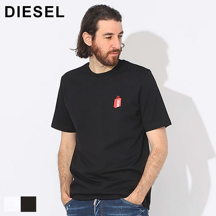 クーポン利用でさらに1000円OFF ディーゼル Tシャツ DIESEL メンズ カットソー 半袖 ショッパーバッグ ロゴ プリント シロ 白 クロ 黒 ブランド トップス シャツ 大きいサイズあり DSA129640KKAJ sale_1_a