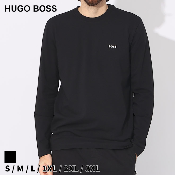 ヒューゴボス Tシャツ 長袖 HUGO BOSS メンズ ロンT ロゴ 黒 クロ ブランド トップス レギュラーフィット 大きいサイズあり HB50506365 SALE_1_a