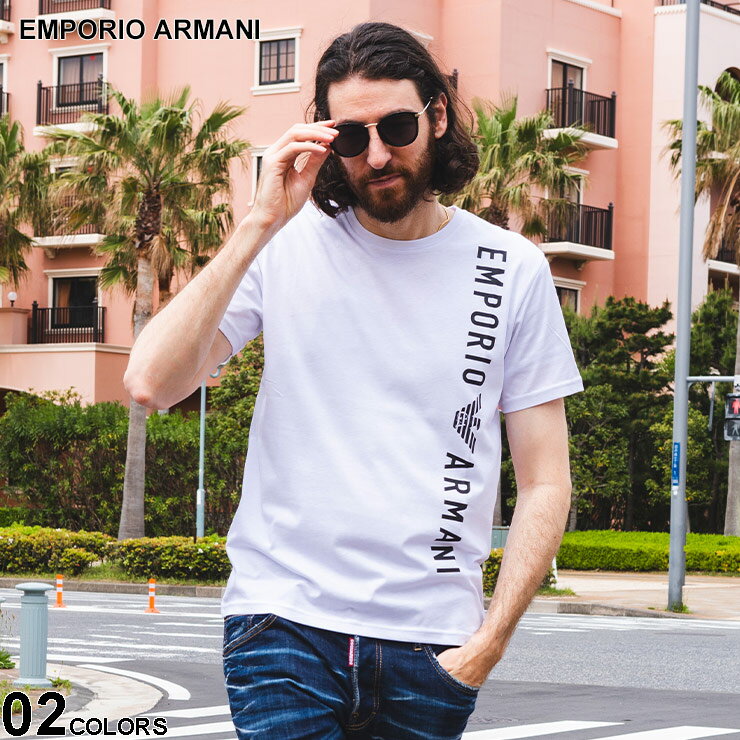 アルマーニ Tシャツ EMPORIO ARMANI エンポリオアルマーニ メンズ カットソー 半袖 ロゴ シロ 白 クロ 黒 ブランド トップス シャツ 大きいサイズあり EAS2118184R479