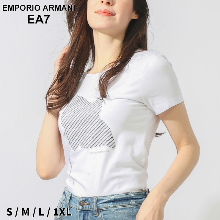 アルマーニ Tシャツ EMPORIO ARMANI EA7 エンポリオアルマーニ レディース カットソー フロントビーズ 半袖ブランド トップス シャツ 大きいサイズあり EA7L3DTT38TJTRZ