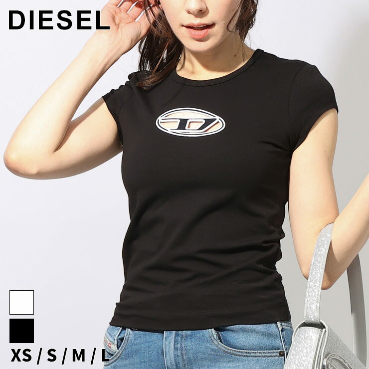 クーポン利用でさらに1000円OFF ディーゼル Tシャツ DIESEL レディース カットソー オーバルロゴ 半袖 ストレッチ コットンジャージー ブランド トップス シャツ DSLA062680AFAA sale_8_a