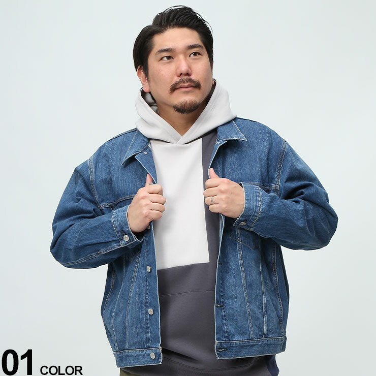 デニム ジャケット EDWIN エドウィン 3L 4L 5L インディゴブルー コットン100％ フロントポケット フルボタン アウター ジャケット ブルゾン 大きいサイズ メンズ
