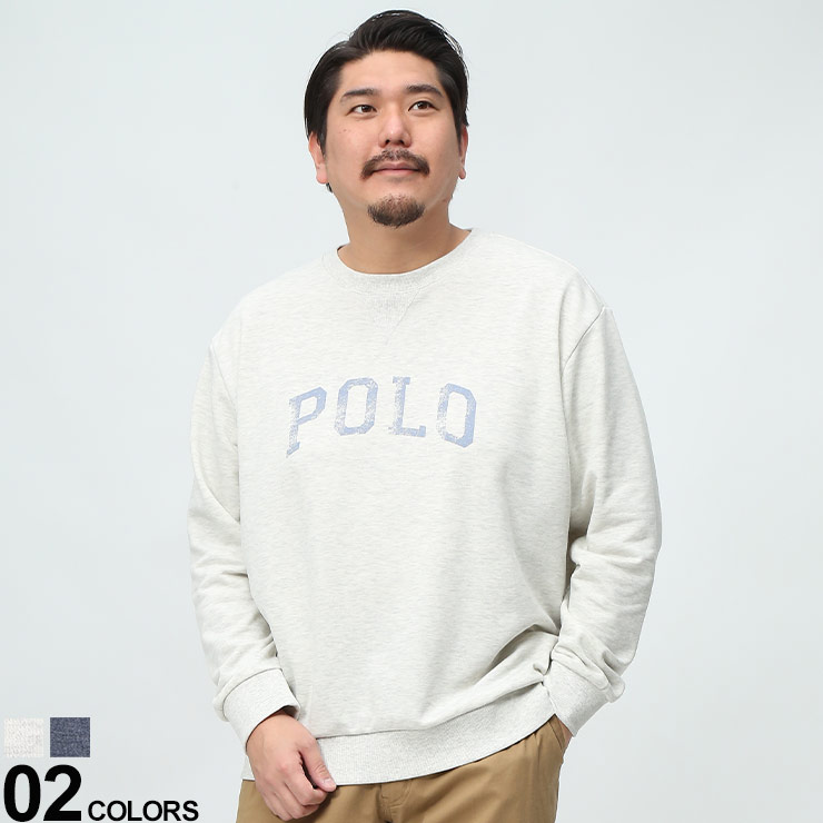 乐天商城 - POLO BCS (ポロ ビーシーエス) 裏毛 ダメージプリント クルーネック 長袖 トレーナー 大きいサイズ メンズ トップス トレーナー プルオーバー