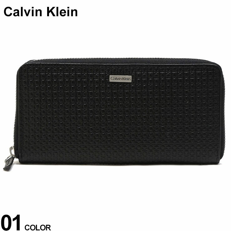 カルバンクライン 財布 Calvin Klein メンズ 長財布 レザー エンボスロゴ ラウンドジップ 黒 クロ ブランド ウォレット ギフト プレゼント CK31CK190002