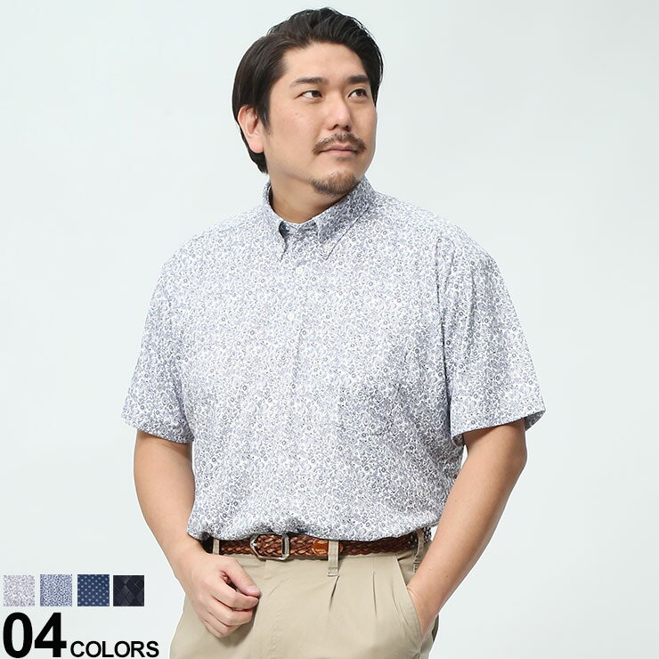 【最大10,000円OFFクーポン配布】B＆T CLUB (ビーアンドティークラブ) ストレッチ 吸水速乾 鹿の子 総柄 半袖 ポロシャツ EXBT84 大きいサイズ メンズ トップス ポロシャツ シャツ 半袖 春 夏