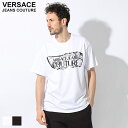 ヴェルサーチェ Tシャツ VERSACE JEANS COUTURE メンズ カットソー 半袖 マガジンロゴ 白 シロ 黒 クロ ブランド トップス シャツ レギュラーフィット 大きいサイズあり ベルサーチ VC76GAHE03 SALE_1_a