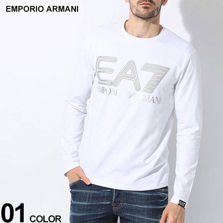 エンポリオ・アルマーニ アルマーニ Tシャツ EMPORIO ARMANI EA7 エンポリオアルマーニ メンズ ロンT カットソー 長袖 ネオンBIGロゴ シロ 白 ブランド トップス 大きいサイズあり 3DPT38PJMUZ SALE_1_b