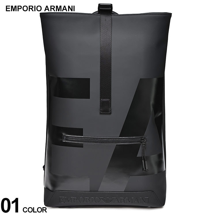 EMPORIO ARMANI (エンポリオ アルマーニ) ラバー仕上げ 背面メッシュ オーバーサイズEAロゴ スリムバックパック EAY4O440YQ14 ブランド メンズ 男性 バッグ 鞄 リュック 旅行 ジム SALE_5_a