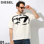 DIESEL (ディーゼル) オーバルDロゴ フロッキープリント クルーネック 半袖 Tシャツ DSA130490DQAU ブランド メンズ 男性 トップス ティーシャツ 半袖 ストリート SALE_1_a