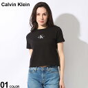 ◆エントリーでさらにポイント+4倍◆Calvin Klein (カルバンクライン) センターロゴ クルーネック ショート丈 半袖 Tシャツ CKLJ20J223113 ブランド レディース トップス Tシャツ 半袖 シャツ