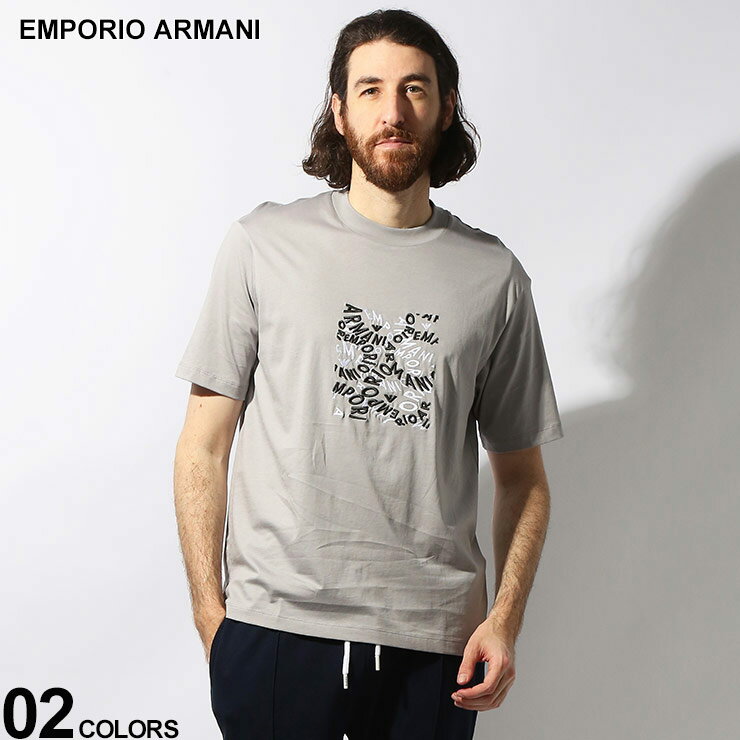 EMPORIO ARMANI (エンポリオアルマーニ) 刺繍BOXロゴ クルーネック 半袖 Tシャツ EA3D1TG31JPZZ ブランド メンズ 男性 トップス Tシャツ 半袖 シャツ SALE_1_a