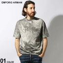 EMPORIO ARMANI (エンポリオアルマーニ) パームツリープリント 裾ゴム モックネック 半袖 Tシャツ EA3D1TG71JOZZ ブランド メンズ 男性 トップス Tシャツ 半袖 シャツ
