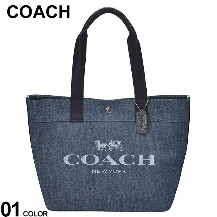 COACH (コーチ) デニム 花柄裏地 BIGロゴ チャーム付き ラージトートバッグ CO67415 ブランド レディース バッグ 鞄 トート トートバッグ SALE_5_a