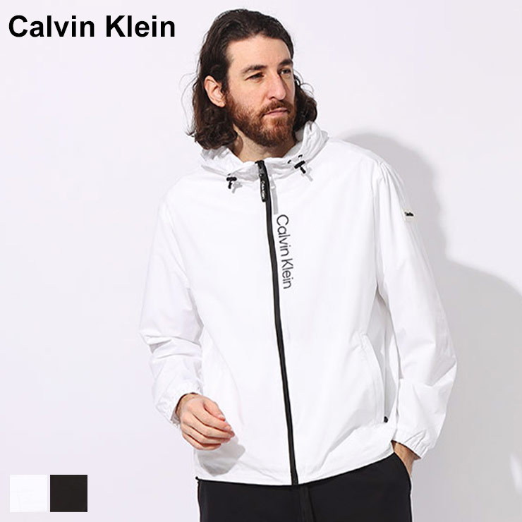 Calvin Klein (カルバンクライン) ストレッチ 裏メッシュ 縦ロゴ フルジップ ライトジャケット CKCM455105 ブランド メンズ 男性 アウター ジャケット ブルゾン パーカー