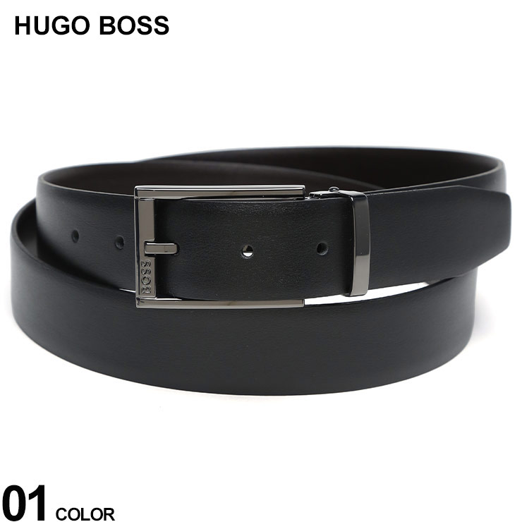 ボスヒューゴボス HUGO BOSS (ヒューゴボス) イタリアンレザー ロゴ刻印 リバーシブル ピンバックルベルト HB50479704 ブランド メンズ 男性 レザー ベルト ビジネスベルト