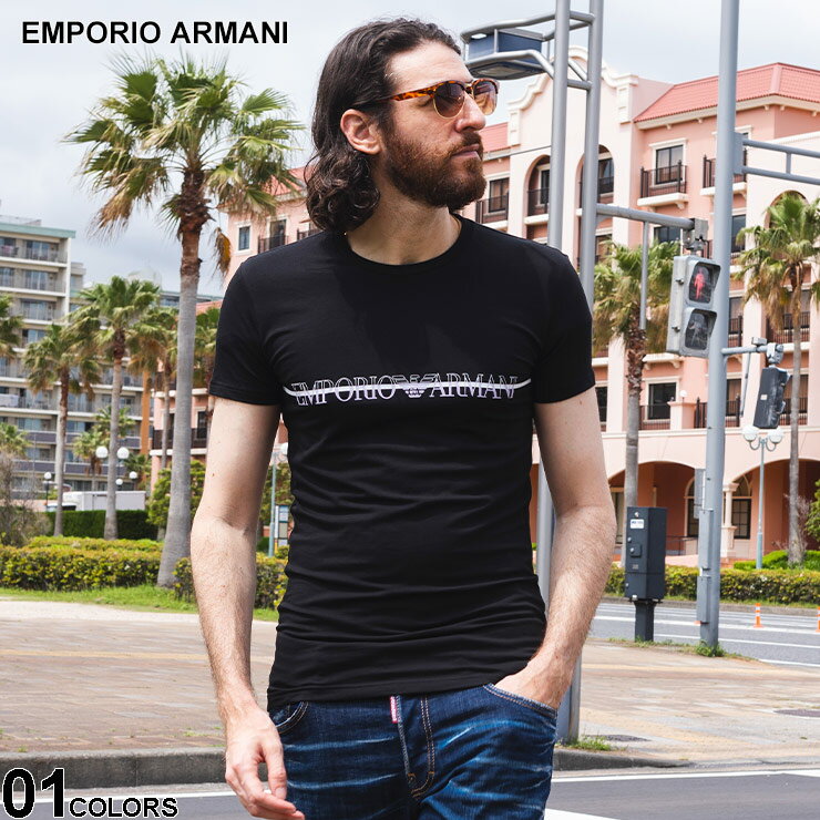 エンポリオアルマーニ ルームウェア メンズ EMPORIO ARMANI (エンポリオ アルマーニ) オーガニックコットン フロントロゴ クルーネック 半袖 Tシャツ EAU1110354R729 ブランド メンズ 男性 トップス アンダーシャツ 部屋着 sale_1_a