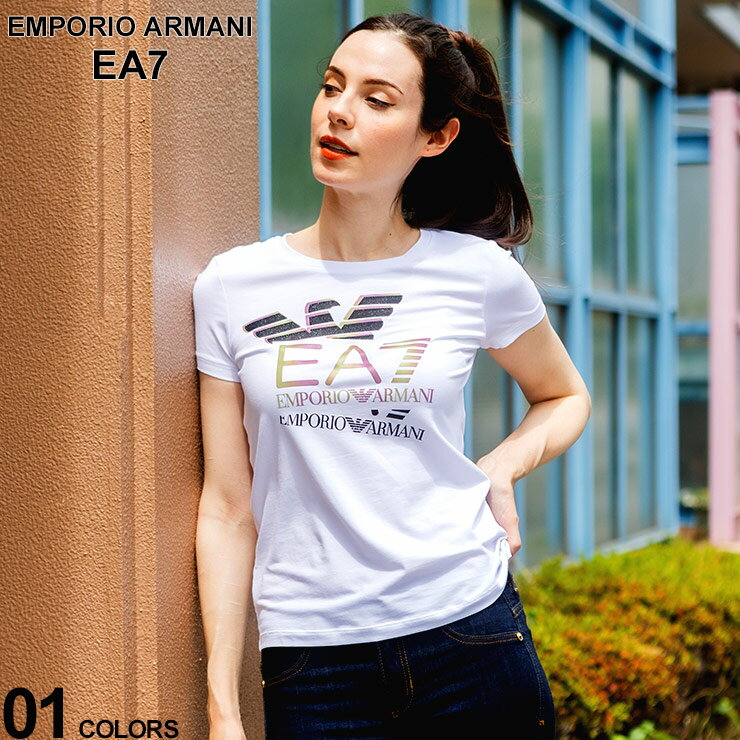 EMPORIO ARMANI EA7 (エンポリオ アルマーニ) ラインストーン イーグルグラデーションプリント クルーネック 半袖 Tシャツ EA7L3DTT30TJFKZ ブランド レディース トップス Tシャツ 半袖 シャツ sale_8_a