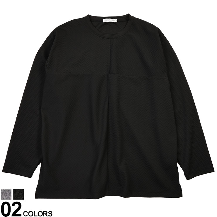 乐天商城 - PLEGGI プレッジ 長袖 Tシャツ ヘリンボーン フロント十字切替 トップス ロンT 大きいサイズ メンズ ブラック 3L 4L 5L