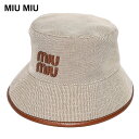 ミュウミュウ 帽子 バケットハット MIU MIU レディース キャンバス レザーパイピング ロゴ MIU5HC196 ブランド キャップ UV対策 sale_...