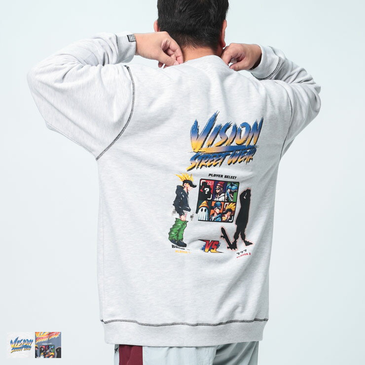 Collaboration - VISION STREET WEAR (ヴィジョンストリートウェア) バックプリント クルーネック トレーナー 4705712 大きいサイズ メンズ トップス トレーナー スウェット プリント 裏毛