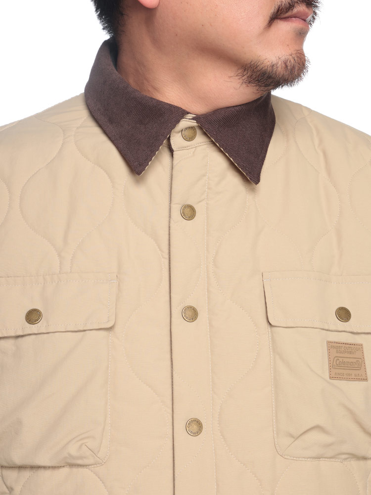 Coleman (コールマン) ナイロン キルト シャツジャケット X1462AD22 大きいサイズ メンズ アウター ジャケット ブルゾン 中綿 秋冬