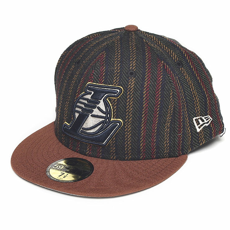 乐天商城 - NEW ERA (ニューエラ) ウール混 ヘリンボーン レイカーズロゴ フラットキャップ 7|7/8サイズ 60586715 大きいサイズ メンズ キャップ 帽子 ベースボールキャップ 秋冬 小物