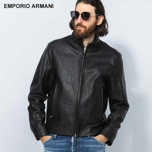 EMPORIO ARMANI (エンポリオアルマーニ) ラムレザー エンボスロゴ スタンドブルゾン EAEM011510438 ブランド メンズ 男性 アウター ジャケット ブルゾン 革ジャン 羽織 秋冬 EMPORIO ARMANI (エンポリオアルマーニ) ラムレザー エンボスロゴ スタンドブルゾン EAEM011510438 ブランド メンズ 男性 アウター ジャケット ブルゾン 革ジャン 羽織 秋冬