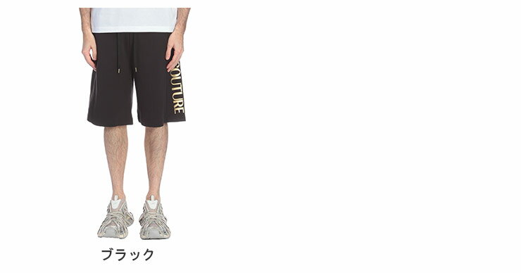 【2BUY10％OFF】ヴェルサーチェ ジーンズ クチュール VERSACE JEANS COUTURE ウエストコード サイドゴールドロゴ スウェット ショートパンツ VC78GADT05 ブランド メンズ ボトムス ショートパンツ スウェットパンツ 短パン ラフ sale_3_a