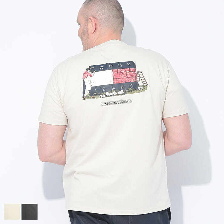 乐天商城 - TOMMY JEANS (トミージーンズ) グラフィックフラッグロゴ リラックスフィット クルーネック 半袖 Tシャツ DM0DM20351D22 大きいサイズ メンズ トップス Tシャツ 半袖 Tee シンプル スポーツ インナー