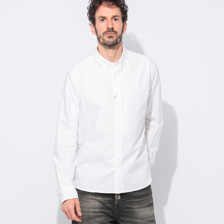 樂天商城 - アミパリス AMI PARIS ワンポイント ボタンダウン 長袖 シャツ AMUSH060CO0031 ブランド メンズ 男性 トップス シャツ コットン シンプル カジュアルシャツ sale_1_c