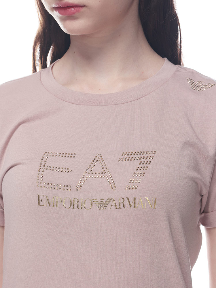 エンポリオアルマーニ EMPORIO ARMANI EA7 ラインストーンロゴ ストレッチワンピー...