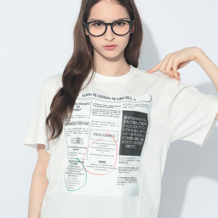 乐天商城 - エムエムシックス メゾン マルジェラ MM6 Maison Margiela ニュースペーパー プリント 半袖 Tシャツ MM6GC0337S24312 ブランド レディース 半袖 Tシャツ フロントプリント 春 夏 sale_8_a
