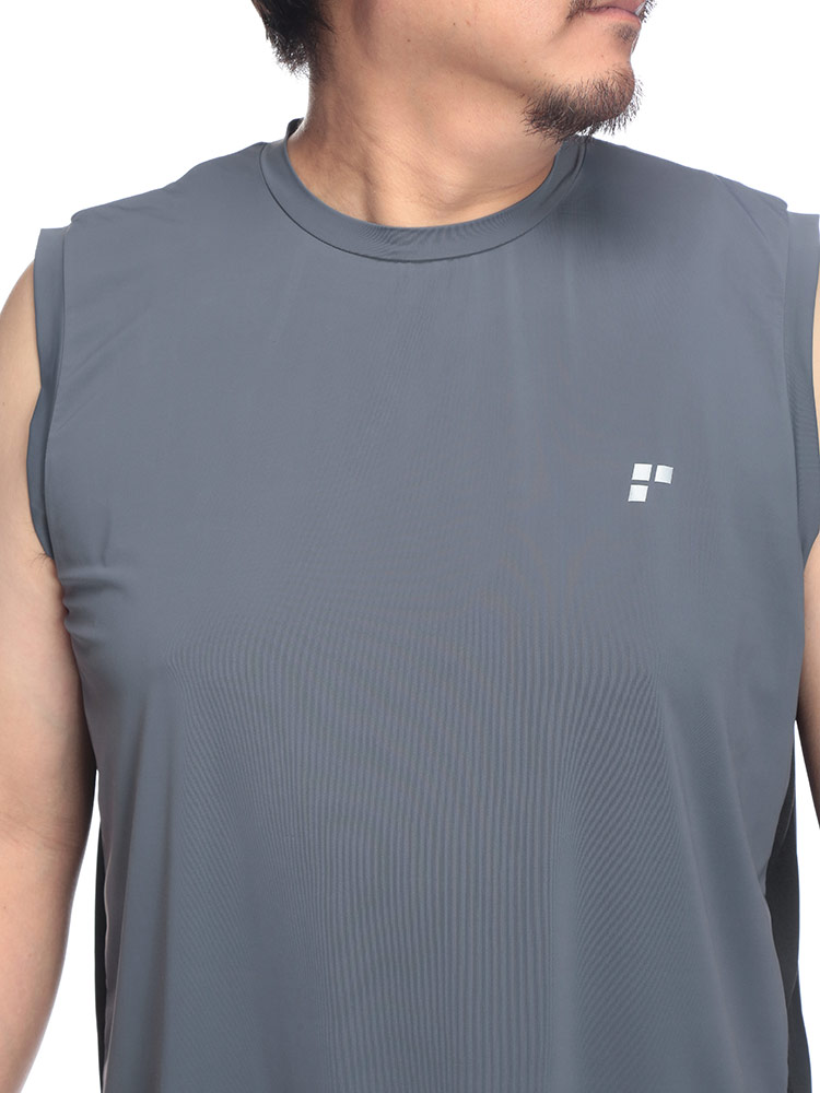 EXCELLENT FINE (エクセレントファイン) 超冷感 ベア天竺 切替 ノースリーブ BTTS2566 大きいサイズ メンズ トップス Tシャツ 接触冷感 タンクトップ スポーツ 涼しい