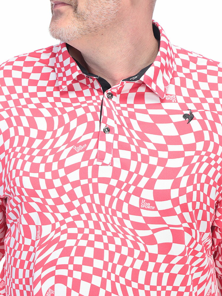 【最大10,000円OFFクーポン配布中】le coq sportif (ルコックスポルティフ) ストレッチ UVカット 総柄 半袖 ポロシャツ LG5SHSB3M 大きいサイズ メンズ トップス ポロシャツ ゴルフ スポーツ トレーニング 春 夏