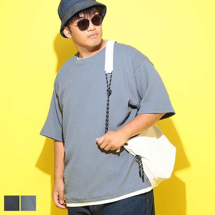 樂天商城 - B＆T CLUB (ビーアンドティークラブ) 楊柳 フェイクレイヤード クルーネック 半袖 Tシャツ 8051943 大きいサイズ メンズ トップス Tシャツ レイヤード クルー 春 夏