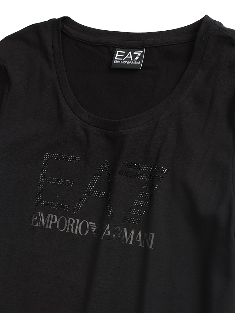 エンポリオアルマーニ EMPORIO ARMANI ラインストーンロゴ クルーネック 半袖 Tシ...