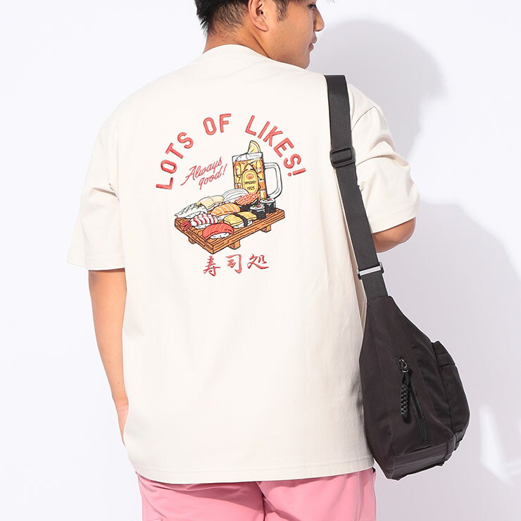 乐天商城 - POWER TO THE PEOPLE (パワートゥザピープル) 寿司処 刺繍 半袖Tシャツ「LOTS OF LIKES」 5501734 大きいサイズ メンズ トップス Tシャツ 刺繍 和柄
