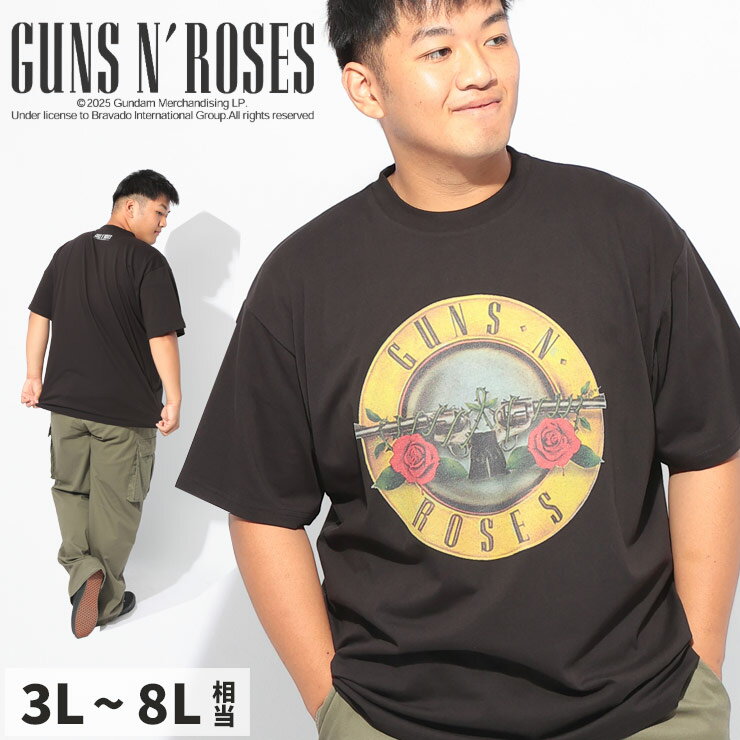 乐天商城 - SAKAZEN (サカゼン) GUNS N ROSES プリント クルーネック 半袖 Tシャツ BTTS2514 大きいサイズ メンズ トップス Tシャツ コットン プリント 春 夏