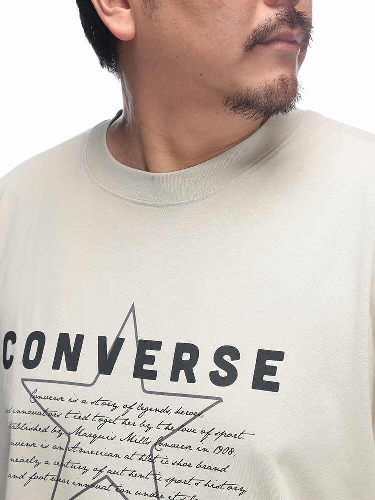 CONVERSE (コンバース) ドライ 5分丈 プリント/ワンポイント刺繍 Tシャツ 吸汗速乾 UVカット 52601283 大きいサイズ メンズ トップス Tシャツ プリント 春 夏