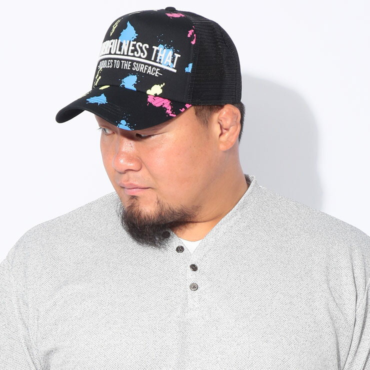 乐天商城 - HOBAN (ホーバン) スプラッシュペイントメッシュベースボールキャップ 5683800L 大きいサイズ メンズ キャップ 帽子 ベースボールキャップ