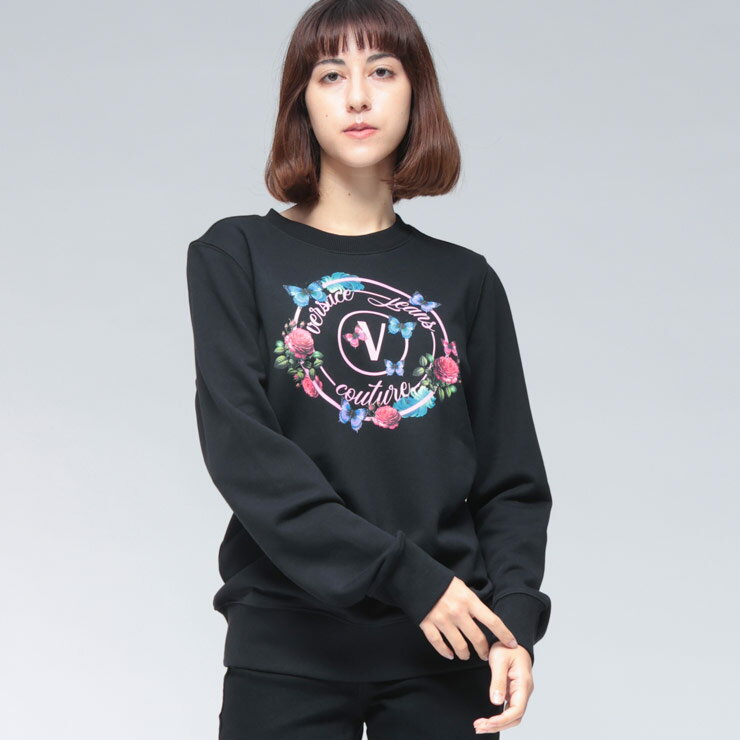 乐天商城 - ヴェルサーチェ ジーンズ クチュール VERSACE JEANS COUTURE Vエンブレム BUTTERFRY クルーネック スウェットシャツ VCL79HAIP01 ブランド レディース トップス トレーナー スウェット 長袖 プルオーバー sale_8_a