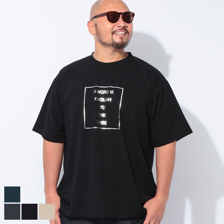 乐天商城 - B＆T CLUB (ビーアンドティークラブ) 梨地 箔プリント クルーネック 半袖 Tシャツ 6546373Z 大きいサイズ メンズ トップス Tシャツ プリント ゆったり 春 夏