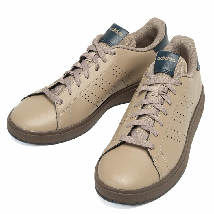 乐天商城 - adidas (アディダス) パンチングストライプ ローカットスニーカー ADVANCOURT BASE 2.0 U OOH96 大きいサイズ メンズ シューズ 靴 スニーカー タウンユース デイリーユース