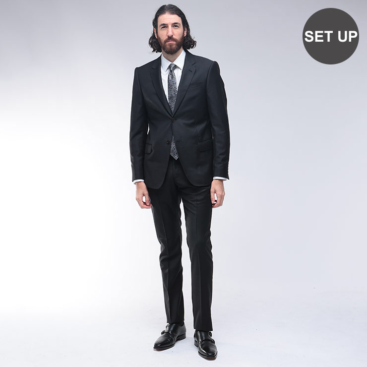 【最大20,000円OFFクーポン配布】EMPORIO ARMANI (エンポリオアルマーニ) マイクロジャガード シングル ノータック スーツ EAEM197316854 ブランド メンズ 男性 スーツ ビジネス フォーマル ウール